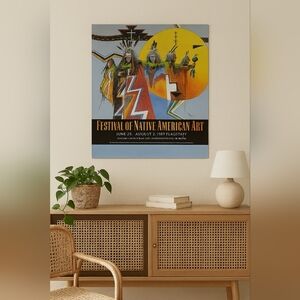 80s Native American Art Vintage Festival Poster
